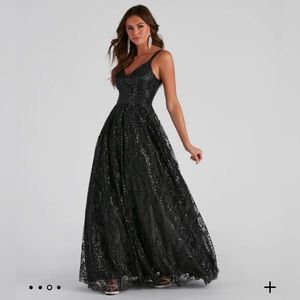 Windsor size 3 black sequin ball gown / prom dress